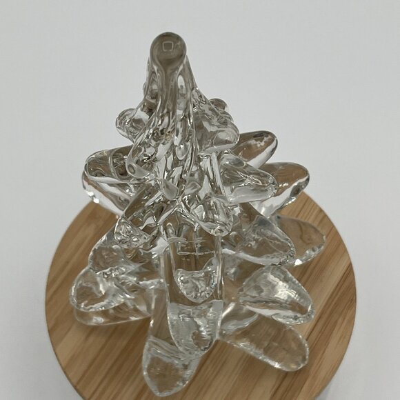 Vintage Crystal Clear Glass Art Christmas Tree 6" Heavy Paperweight Decor - Picture 5 of 7